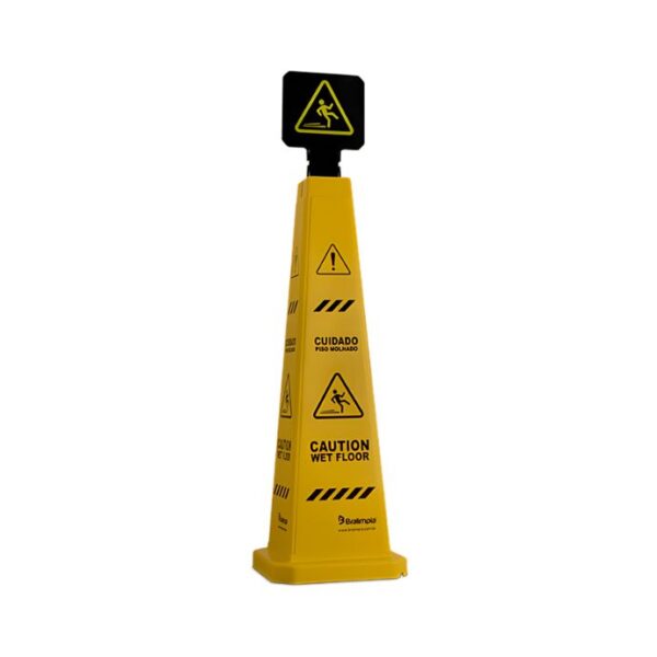 Cone e Placa Sinalizador Piso Molhado (Português/Inglês) Bralimpia