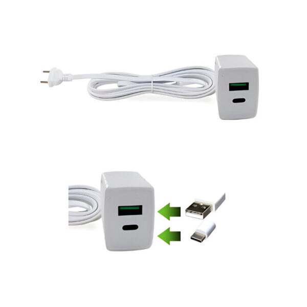 Carregador USB A+C C/ Cabo Prolongador 3m Bivolt Bright Ref. CCP001