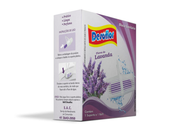 Aparelho P/ Pedra Sanitária Bloco C/ Refil Lavanda Desoflor