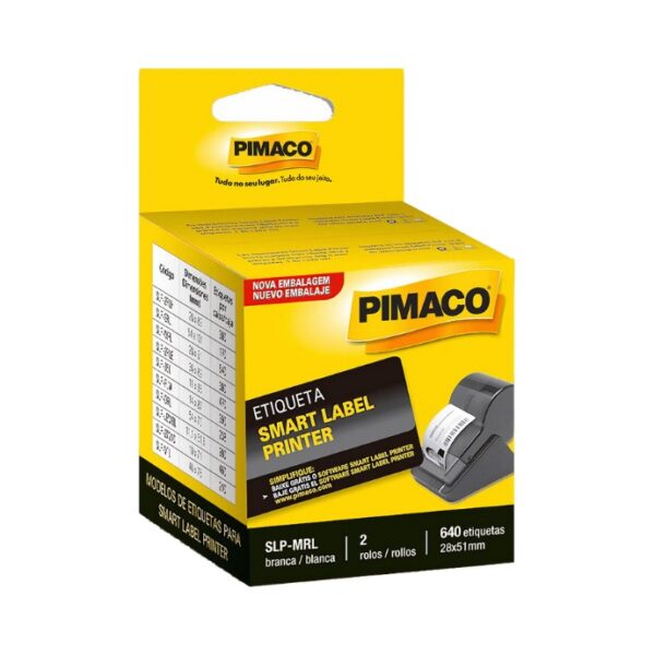 Etiqueta P/ Smart Label Printer 28x51mm C/ 2 Rolos Pimaco Ref. Slp-Mrl