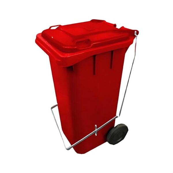 Lixeira 120L C/ 2 Rodas C/ Pedal Vermelho Bralimpia Ref. Cp12Vm