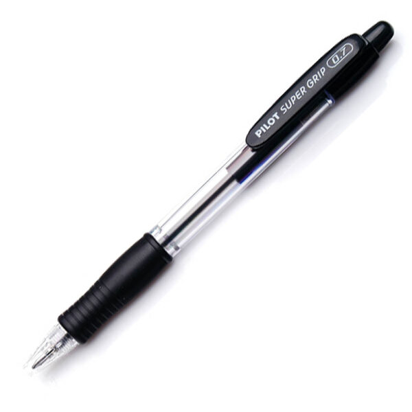 Caneta Esferográfica Super Grip Retrátil Sem Tampa 0,7mm Preta Pilot