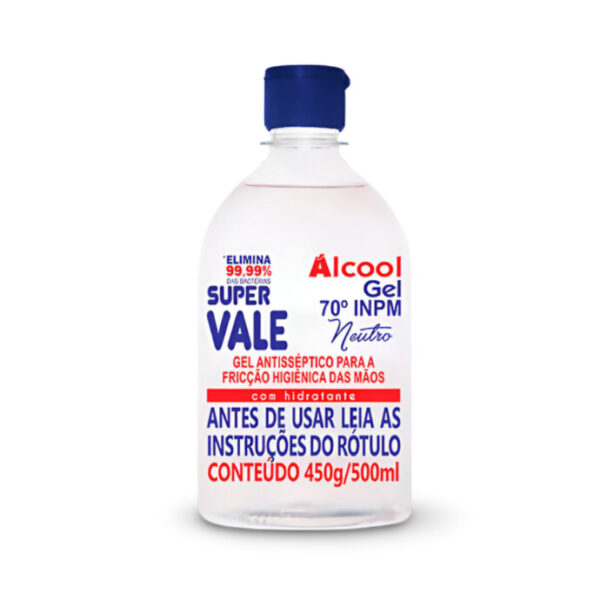 Álcool Gel 450g Antisséptico 70 Graus C/ Dosador Supervale