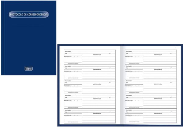 Livro Protocolo Com 104 Fls. 153x216mm Azul Tilibra Ref. 120545