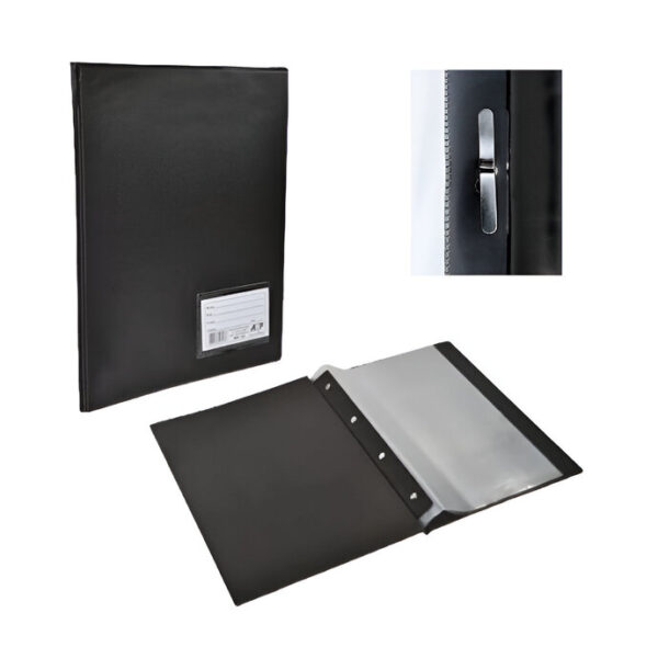 Pasta Catálogo 245x335x20mm 50 Sacos 4 Colchetes Com Visor Preta