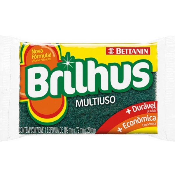 Esponja Multiuso Dupla Face Com 1 UN Verde e Amarela Brilhus Bettanin