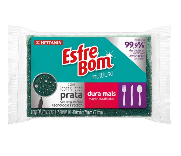 Esponja Multiuso Dupla Face 1 UN Íons de Prata Esfrebom Bettanin