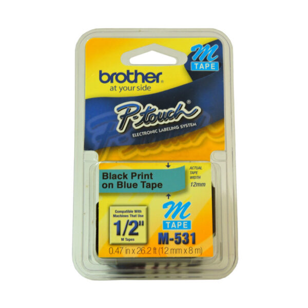Fita Rotulador Eletrônico 12mm Azul/Preta Brother Ref. M531