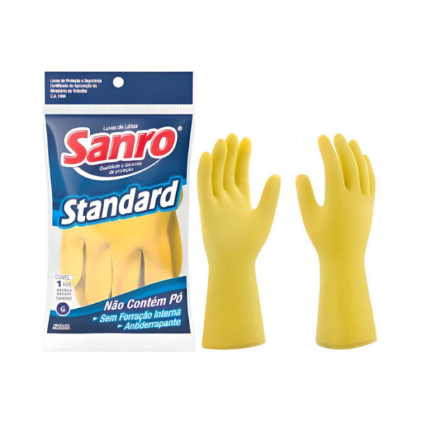 Luva Látex Grande Sem Forro Amarela Ca1494 Sanro