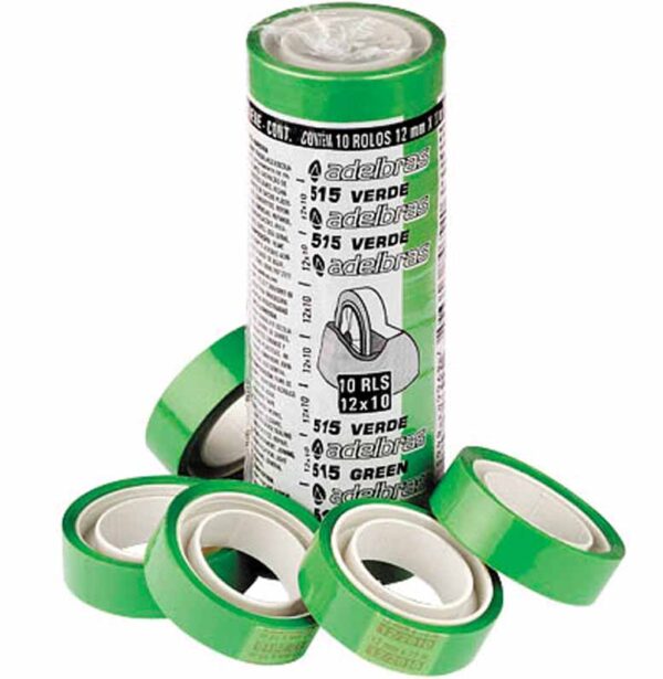Fita Adesiva 12mmx10m Tubete Pequeno Com 10 UN Verde Adelbras
