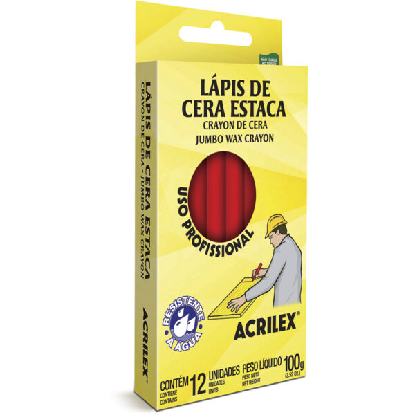 Lápis Estaca Com 12 UN Vermelho Acrilex Ref. 09110-507