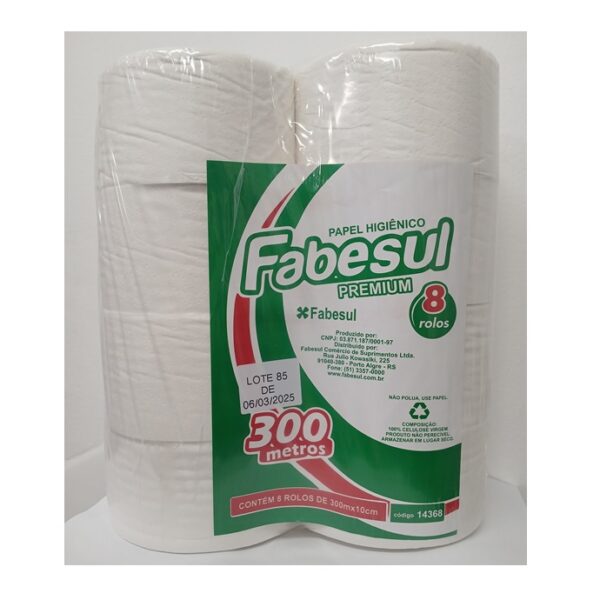 Papel Higiênico Rolão Branco Premium Com 8 Rolos 300mx10cm Fabesul