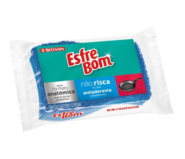 Esponja Multiuso Não Risca Com 1 UN Azul Esfrebom Bettanin Ref. 456