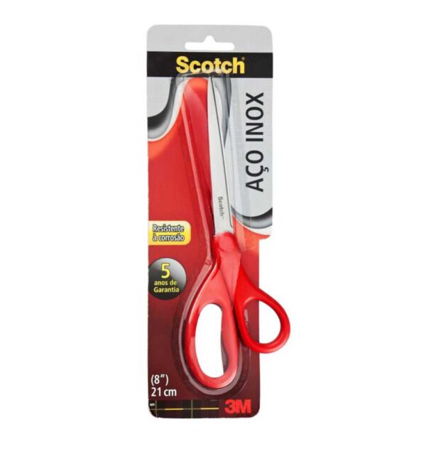 Tesoura Inox 21cm Cabo Plástico Vermelha Scotch 3M Ref. HB004425987