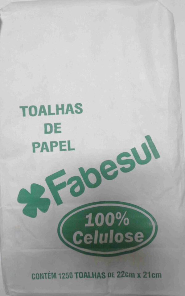 Papel Toalha Premium 22x21cm 2 Dobras Com 1250 Fls. Branco Fabesul