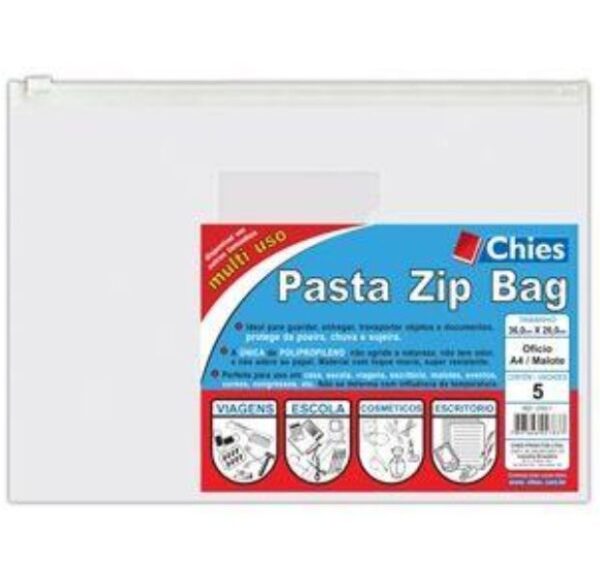 Pasta Zip Bag Ofício/A4/Malote Com 5 UN Chies Ref. 2783-7