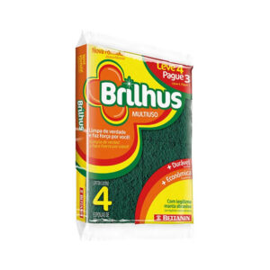 Esponja Multiuso Com 4 UN Verde e Amarela Brilhus Bettanin Ref. BT4514 - Image 2
