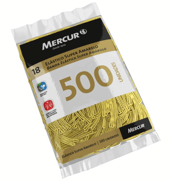 Elástico Amarelo Número 18 Com 500 UN 230g (Atilho) Mercur