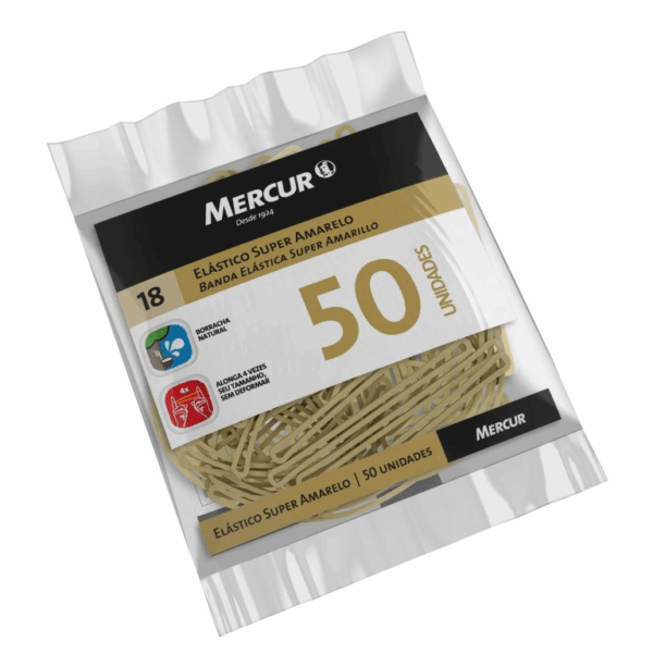 Elástico Amarelo Número 18 Com 50 UN (Atilho) Super Mercur