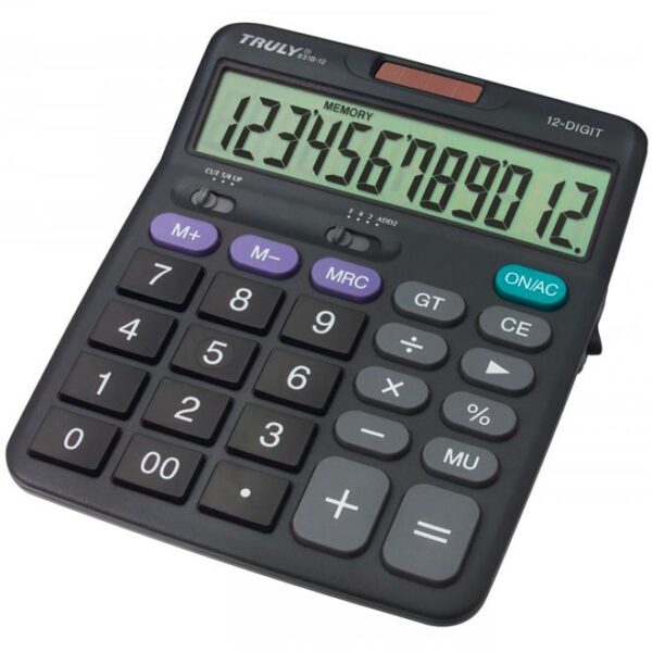 Calculadora De Mesa 12 Dígitos Solar E Bateria Truly Ref. 831B-12