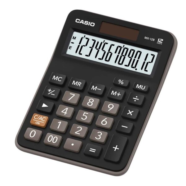 Calculadora De Mesa 12 Dígitos Preta Solar E Pilha Casio Ref. Mx12B