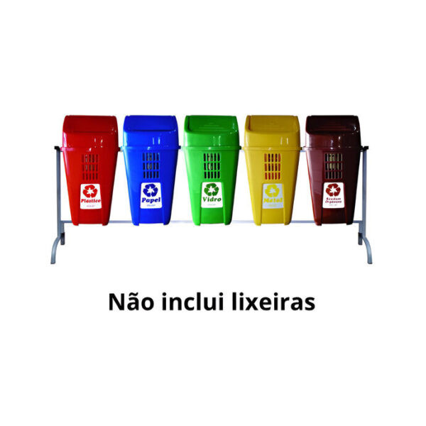 Suporte de Metal Para 5 Lixeiras Seletivas 50L Plasvale Ref. 1205