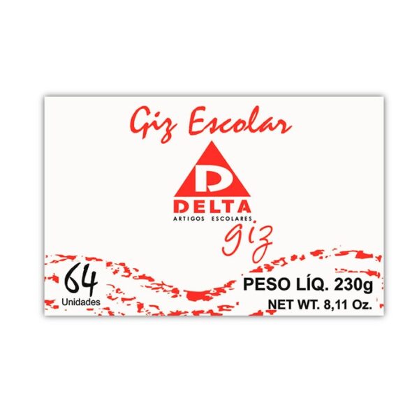 Giz Escolar Branco Cx. Com 64 UN Antialérgico Delta Ref. 0202