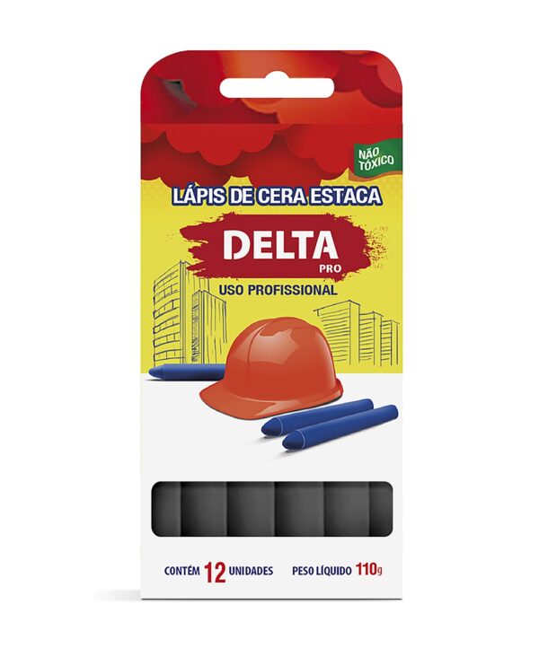 Lápis De Cera Tipo Estaca Com 12 UN Preto Delta Ref. 3650