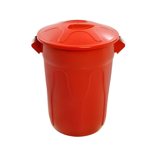 Lixeira 100L Plástica Redonda Com Tampa Vermelha JNS Ref. Cr100V