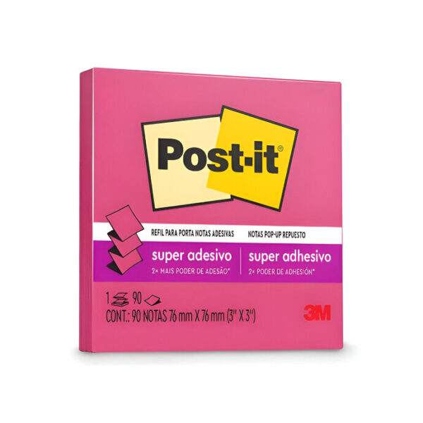 Post-it 76x76mm 1 Bloco Com 90 Fls. Rosa Neon 3M Ref. Hb004310031