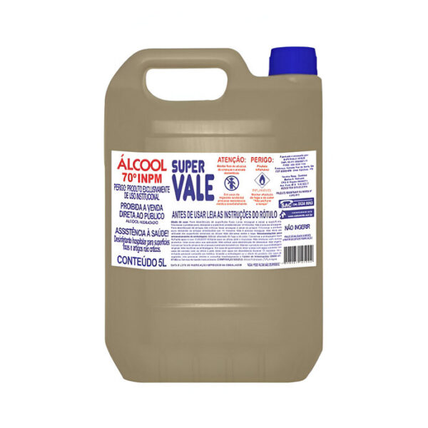Álcool Líquido 5L Etílico 70 INPM Hidratado Uso Hospitalar Supervale
