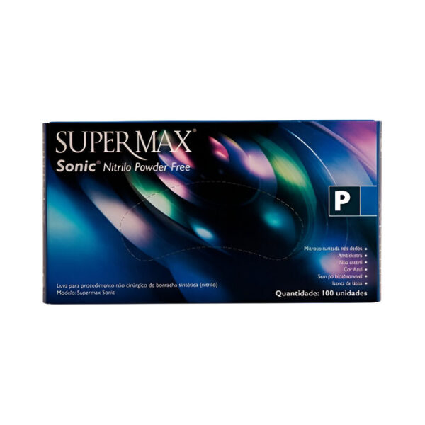 Luva Nitrilo Pequena Sonic Com 100 UN Azul Escuro Supermax