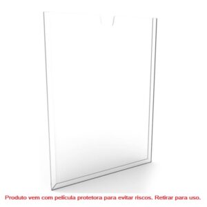 Display Acrílico Cristal A4 Com Borda Fita Dupla Face Vertical