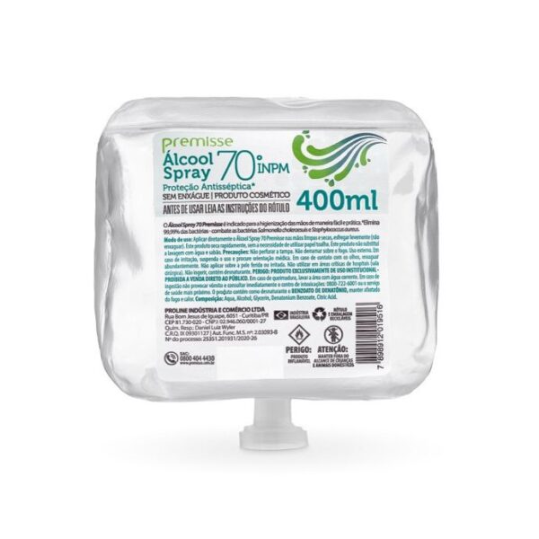 Álcool Spray 400ml Antisséptico 70 Graus Clean