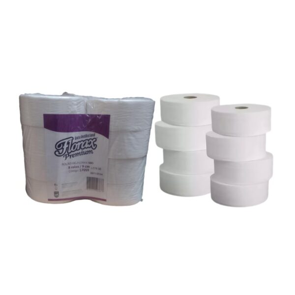 Papel Higiênico Rolão Premium Pacote C/ 8 Rolos 500mx9cm Branco