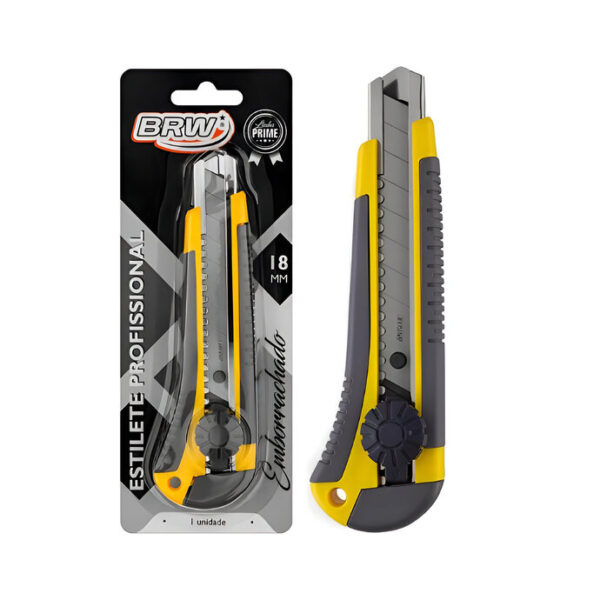Estilete Largo 18mm Profissional Emborrachado BRW