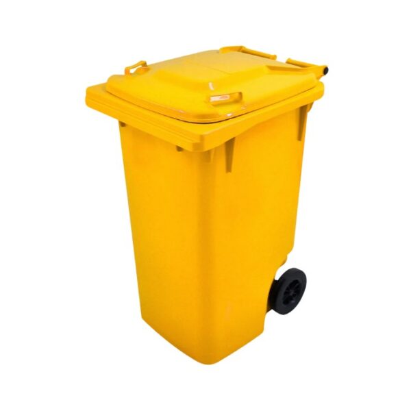 Lixeira 240L C/ Tampa E Roda 200mm Amarelo Bralimpia Ref. C240Am