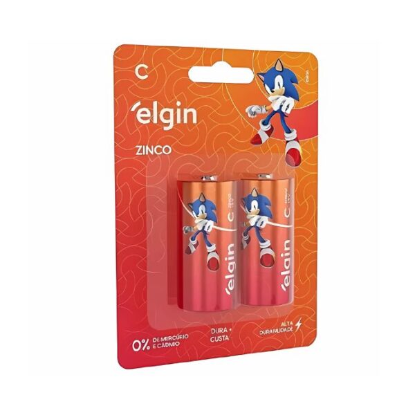 Pilha Tipo C De Zinco Carvão Com 2 UN Elgin Ref. 82187