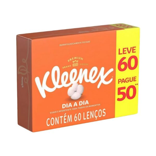 Lenço Com 50 UN 12,7 x 21,2 Promocional Leve 60 Kleenex