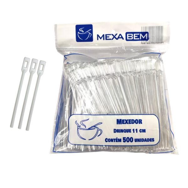 Mexedor 11,0cm Slim Palheta Com 500 UN Transparente Mexa Bem