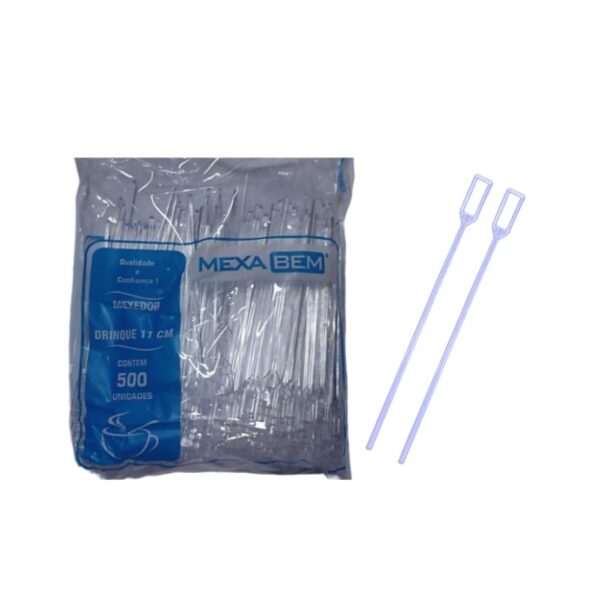 Mexedor 8,5cm Slim Palheta Com 500 UN Transparente Mexa Bem