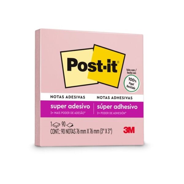 Post-It 76x76mm Com 90 Folhas Sal Rosa 3M Ref. HB004767727
