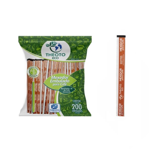Mexedor 9cm Bambu Para Café Com 200 UN Theoto Ref. 53057