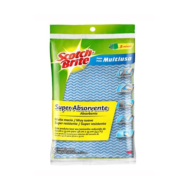 Pano Multiuso Com 5 UN 58x33cm Azul Scotch Brite 3M