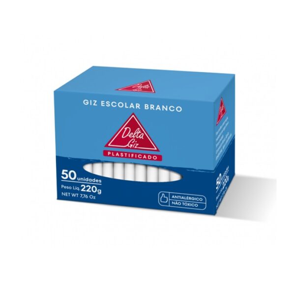 Giz Escolar Branco c/50 Palitos Plastificado Delta
