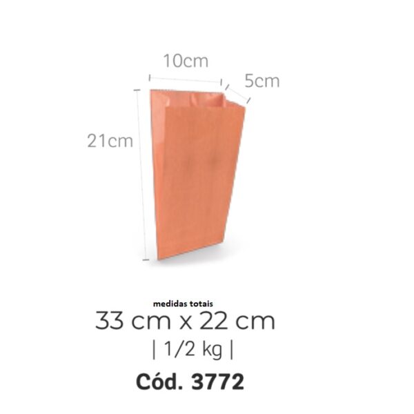 Saco de Papel Kraft 1/2kg C/ 500 UN 33cmx22cm Impisa