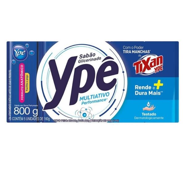Sabão de Glicerina Multiativo Azul 160Gr C/05 un  Ype