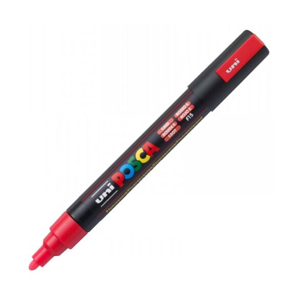 Caneta Uni Posca Vermelho Fluorescente PC-5m Caixa 06 un