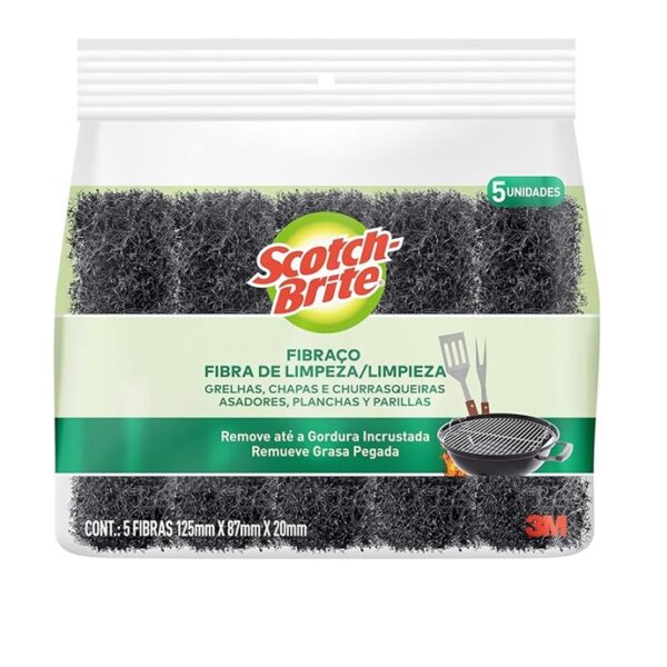 Fibra Limpeza Pesada Fibraço C/5 Un Scotch Brite 3m HB004813943 125mmx87x20mm