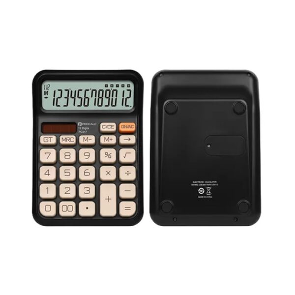 Calculadora 12 Dig De Mesa PC317 Preto Solar E Bateria Procalc - Image 2
